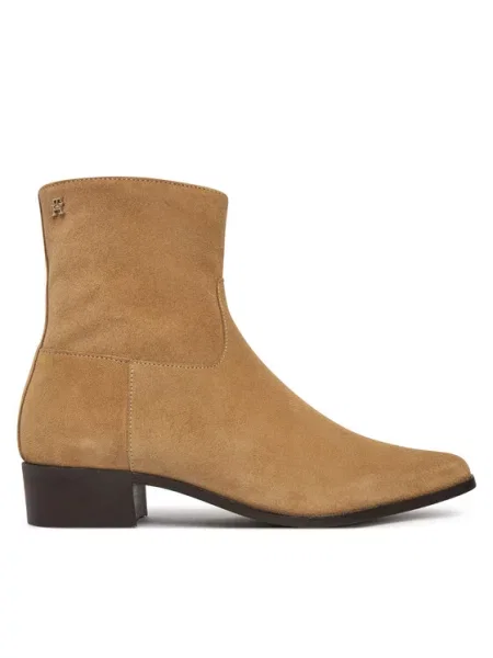 Tommy Hilfiger Botki Suede Ankle Boot W Zip beżowy