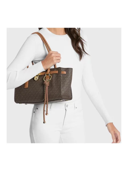 Torebka Michael Michael Kors z logo skórzana brązowa