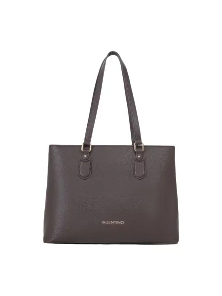 Torba shopper z detal z logo model BRIXTON' Valentino Bags brązowa