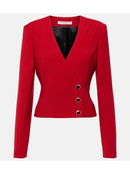 Sacou Alessandra Rich de lână plisat roșu