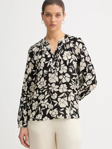 Lung bluză Benetton cu model floral cu imagine negru