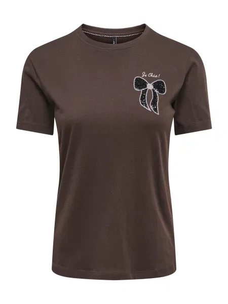 ONLY Tricou ONLKita ciocolatiu / negru alb