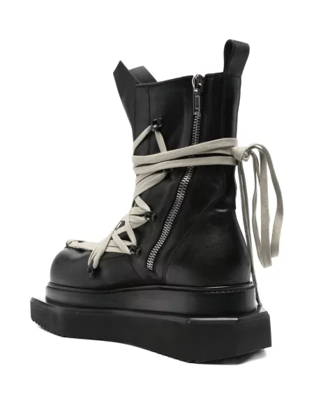 Botine Rick Owens cu șireturi cu platformă din dantelă negru