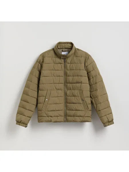 Reserved Állógalléros steppelt dzseki szürkészöld