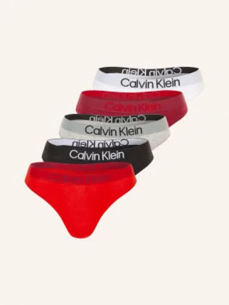 Calvin Klein Balení 5 Ks Kalhotek String Extra Soft Cotton Stretch / světle šedá / červená černá