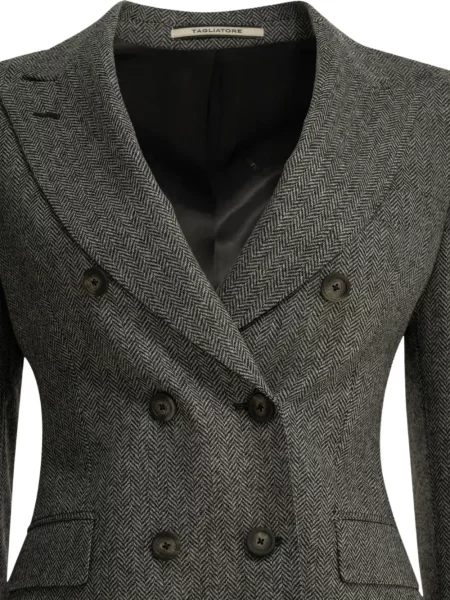 Sacou Tagliatore cu model herringbone cu două rânduri de nasturi gri