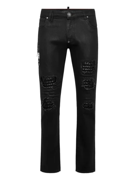 Blugi Philipp Plein zdrențuiți negru