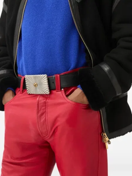 Cu centură curea Versace din piele negru