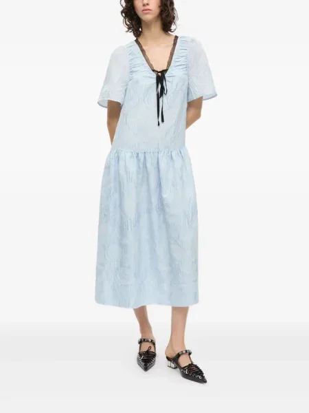 Rochie midi Ganni până la genunchi de costum albastru