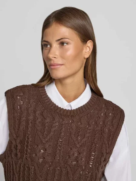 Bezrękawnik o kroju regular fit ze ściegiem warkoczowym model Marisela' Msch Copenhagen