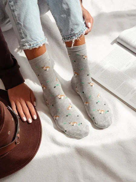 Меланжирани чорапи Milena сиво