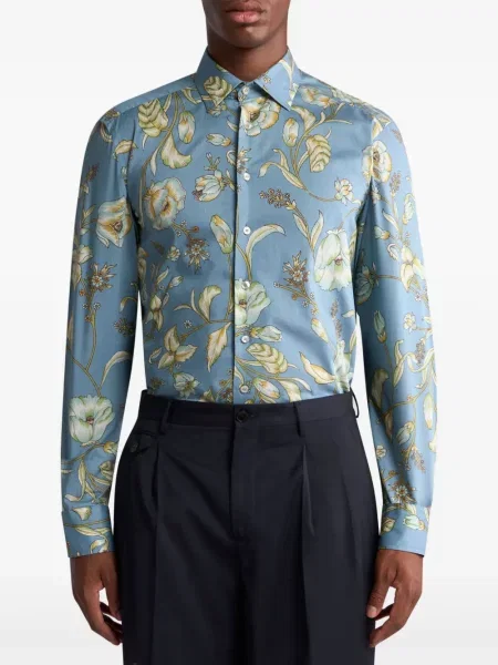 Cămașă Etro cu model floral cu imagine albastru