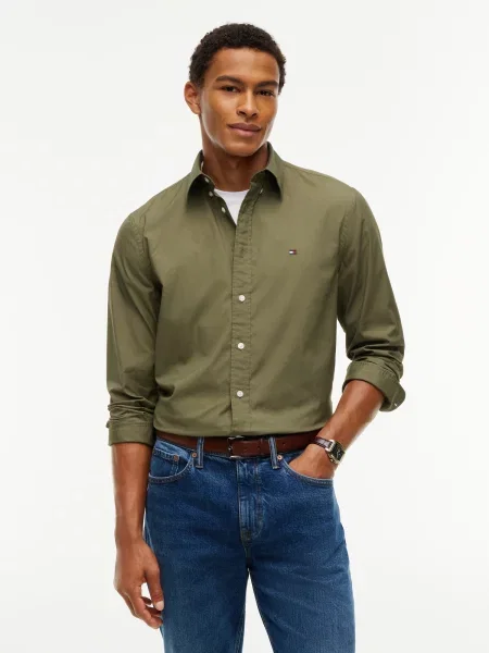 TOMMY HILFIGER Košeľa FLEX olivová