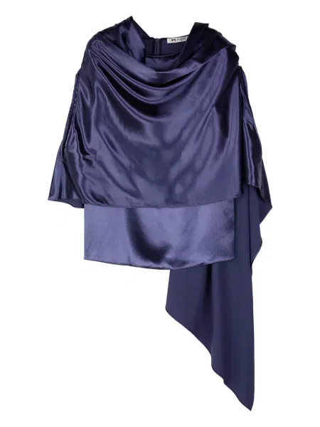 Top Ports 1961 din satin drapat albastru