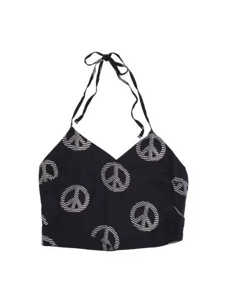 Top Obey z dekoltem halter czarny