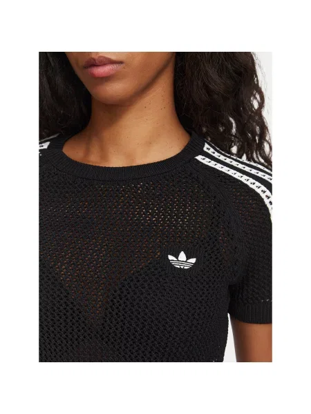 Adidas Póló Knitted Crochet Tee fekete