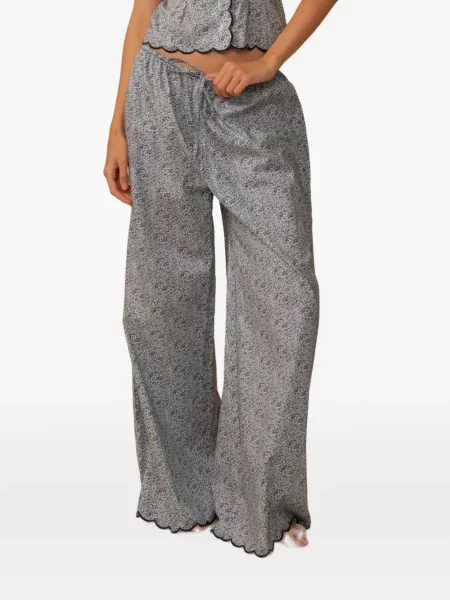 Pantaloni Montce cu model floral cu imagine albastru