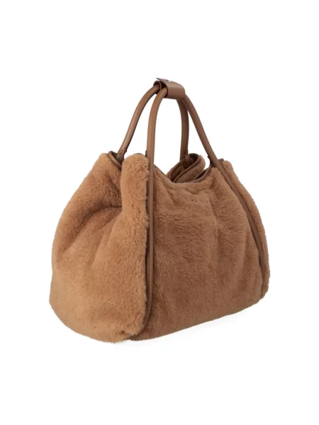 Max Mara torebka shopper skórzana beżowa