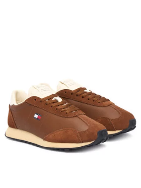 Tenisice Tommy Jeans Retro Runner Archive Ltr smeđa