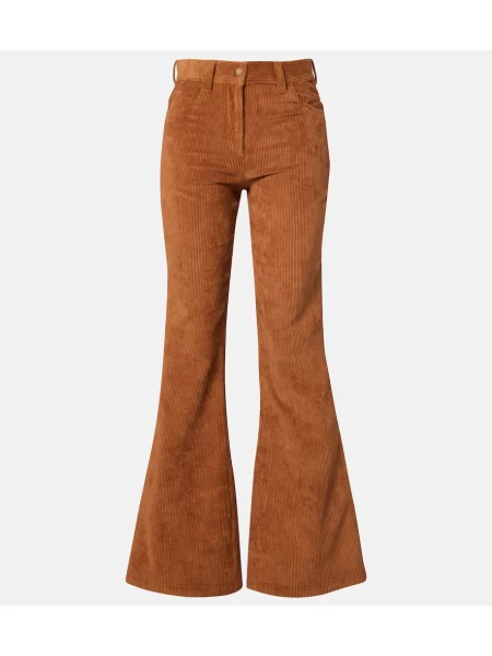 Pantaloni Moncler de catifea cord evazate maro