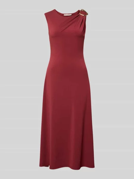 Sukienka midi z aplikacją na ramieniu Christian Berg Woman Selection bordowa