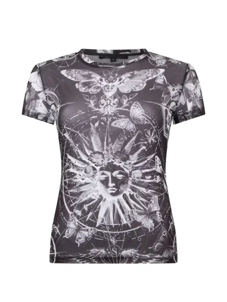 Tricou Philipp Plein cu imagine din tul negru