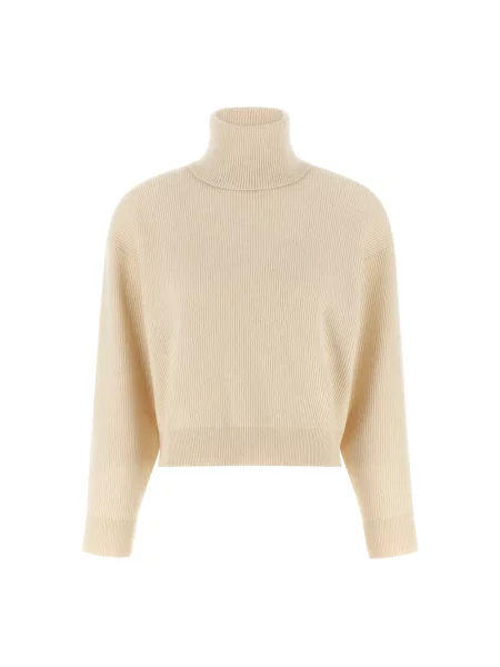 Sweter z golfem Brunello Cucinelli wełniany biały