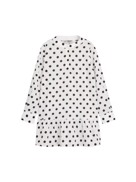 Sukienka mini Fiorucci w grochy z krepy dzwony biała