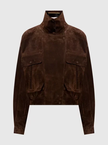 Замшева куртка кольору Saint Laurent коричневого