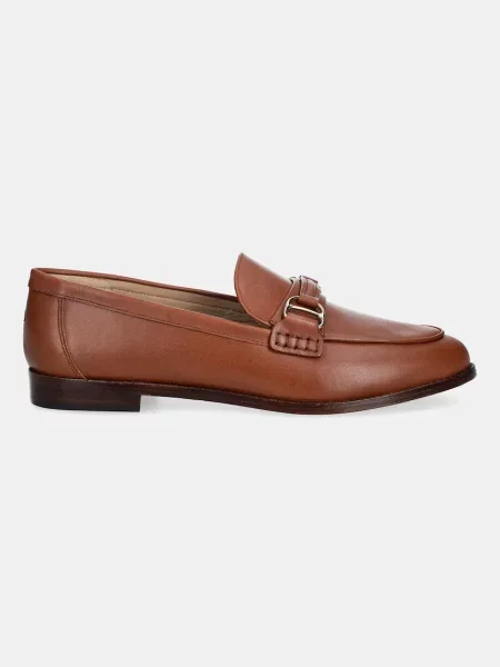 Lauren Ralph Lauren mokasyny skórzane Tasha Loafer na płaskim brązowy