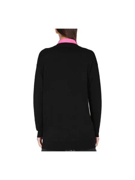 Kardigan Moschino wełniany z logo czarny