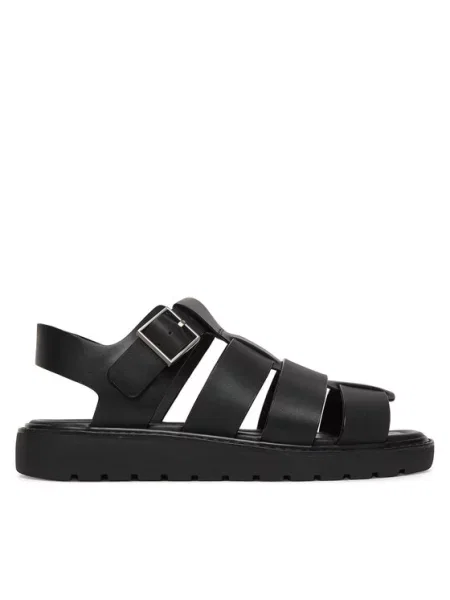 Calvin Klein Sandały Sq Molded Sndl Fisher Lth czarny