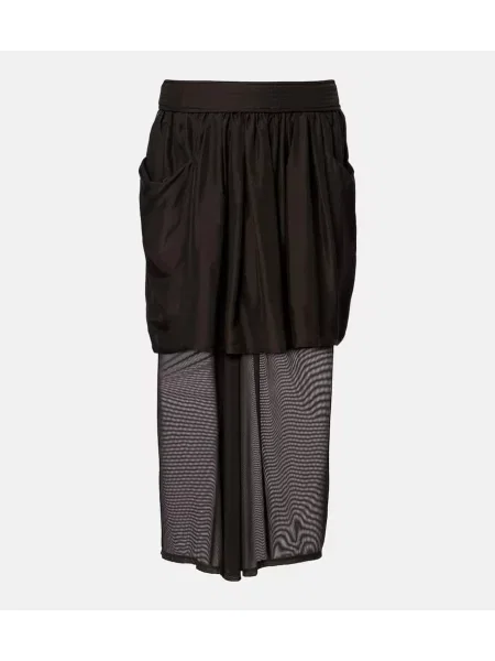 Fustă midi Lemaire de mătase transparente până la genunchi maro