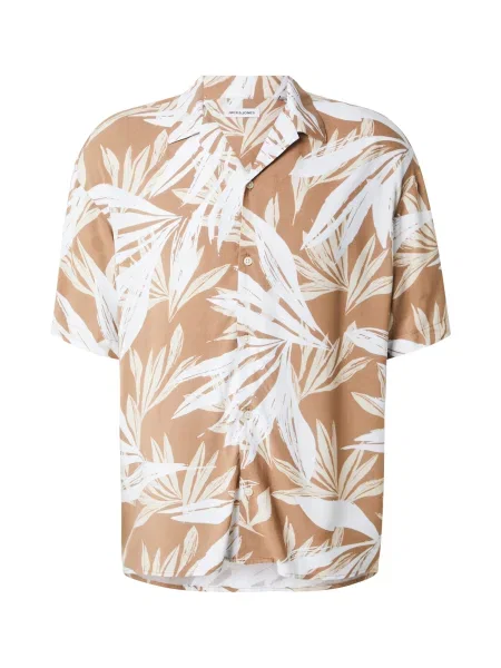 JACK & JONES Košile JJEJeff Tropical khaki bílá