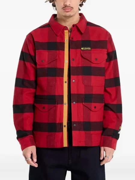 Kurtka Columbia w kratkę czerwona