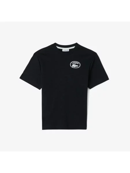 Lacoste Koszulka Z Dekoltem Z Nadrukiem czarna