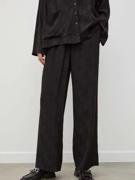 Herskind pantaloni femei lat high waist negru