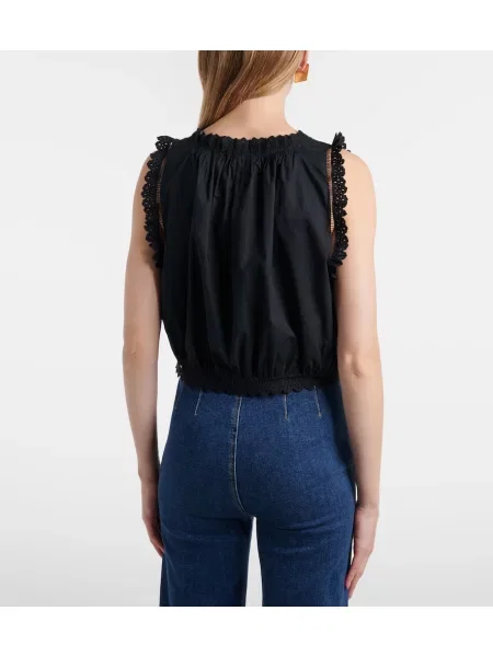 Top Dôen cu broderie negru