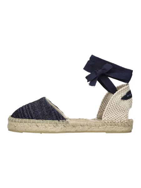 Espadryle Manebi w paski bez obcasa niebieskie