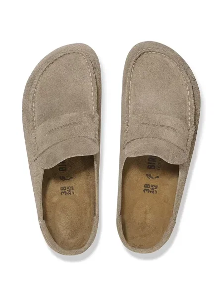 Замшевые шлепанцы Birkenstock бежевые