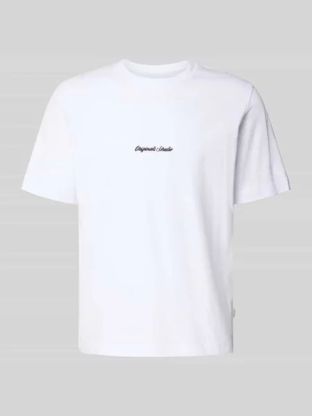 T-shirt z wyhaftowanym logo model ‘NORREBRO’ Jack & Jones biała