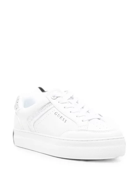 Stras sneakerși Guess din piele alb