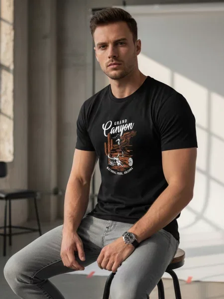T-shirt z nadrukiem Grand Canyon Dstreet czarny