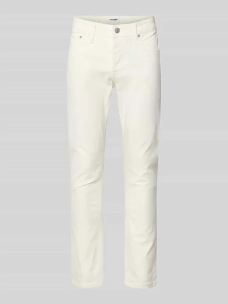 Jeansy o kroju slim fit z wpuszczanymi Model GLENN' Jack & Jones białe