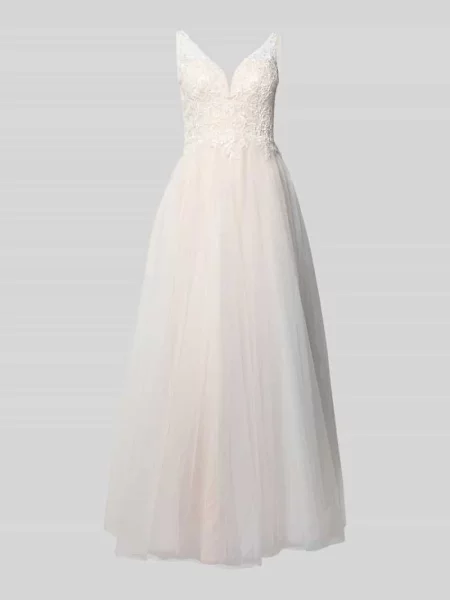 Suknia ślubna z obszyciem z koronki Mascara biała