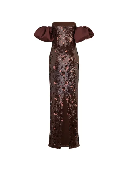 Rochie maxi Rotate Birger Christensen cu paiete maro
