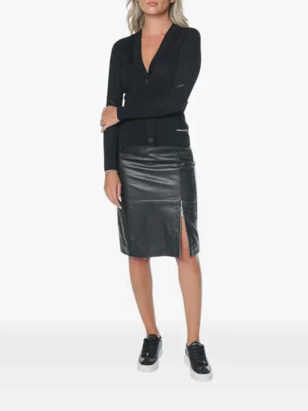 Плетена жилетка Armani Exchange с V-образно деколте черно