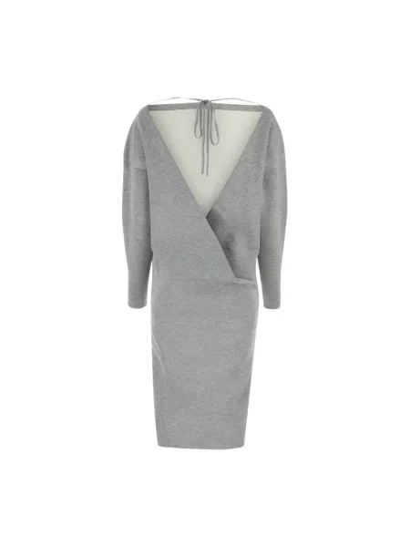 Sukienka Gucci wełniana z długim rękawem szara