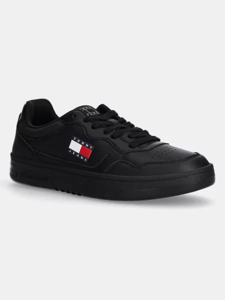 Usnjene superge Tommy Jeans TJM CUPSOLE LEATHER ESS črna