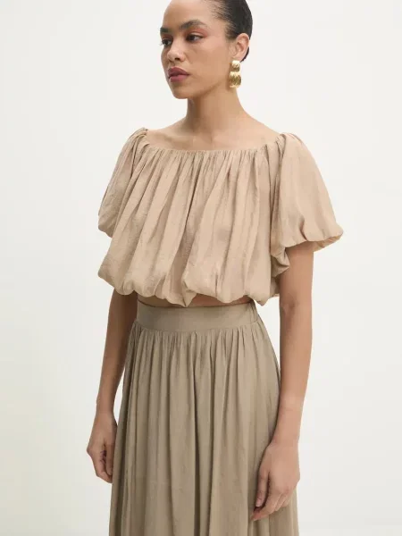 Блуза Answear Lab с изчистен дизайн бежово
